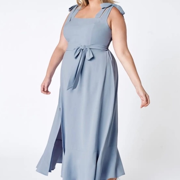 Luxedo French Blue 2X Formal Midi Dress - Picture 2 of 5